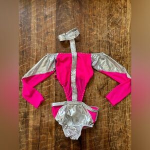 Pink and Silver custom Costume with rhinestones
